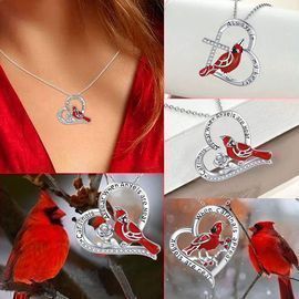 Cardinal Heart Pendant Necklace