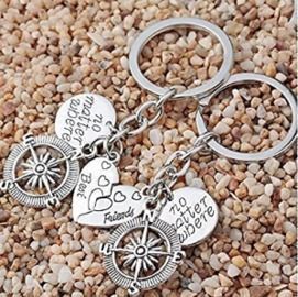 2Pcs Heart Shaped Keychain