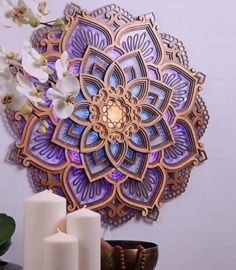 12*12 inch Mandala Yoga LED Light