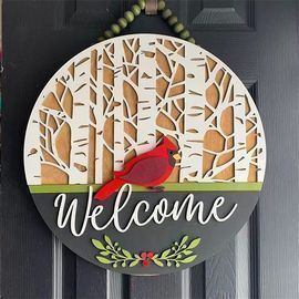 Cardinal Welcome Sign - 12 inch