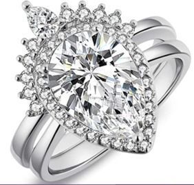 4.85 Carat Teardrop Cubic Zirconia Ring
