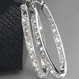 1 Pair Diamond Hoop Earrings