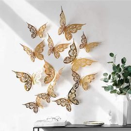 12 PCS 3D Gold Butterfly Wall Decor