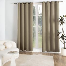 100% Blackout Curtains Linen Textured- Teal and Natural 52x84