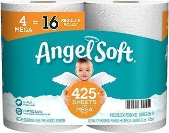 Angel Soft Toilet Paper Bath Tissue (4 Mega Rolls)