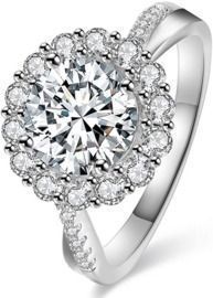 Classic White Gold Big Stone Cubic Zirconia Engagement Wedding Rings