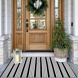 Black and White Striped Rug