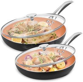 10 & 12 Inch Nonstick Frying Pan Sets with Lids