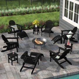 Keilson 12pc Plastic/Resin Folding Adirondack Chair with Ottoman + Table