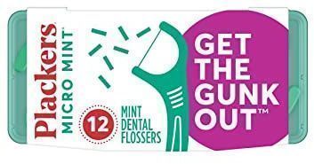 Plackers Micro Mint Dental Floss Picks with Travel Case, 12 Count