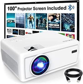 GROVIEW Outdoor Movie Projector with 100 Projector Screen