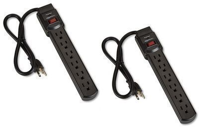 Amazon Basics 6-Outlet Power Strip, 200 Joule Surge Protection, 2ft Cord, 2pk