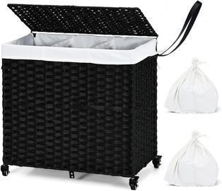 Divided Laundry Hamper with Wheels and Lid
