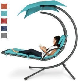 Hanging Curved Chaise Lounge Chair w/ Built-In Pillow