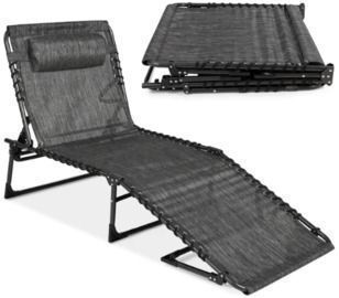 Portable Patio Chaise Lounge Chair Outdoor Recliner w/ Pillow