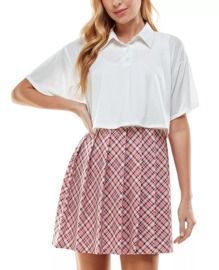 KINGSTON GREY Juniors' Two-Piece Printed-Skirt Dress
