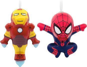 Hallmark Marvel Spider-Man and Iron Man Decoupage Christmas Ornaments