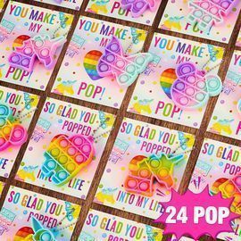 Valentines Cards with Pop Bubbles - 24 Set