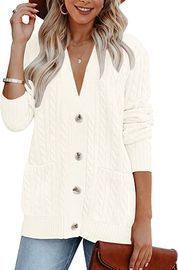 Long Sleeve Cable Knit Button Cardigan