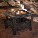 Pure Garden 26 Square Woven Metal Fire Pit with Cover