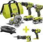 Ryobi 18V ONE+ Cordless 3-Tool Kit w/ 2 Bonus Tools