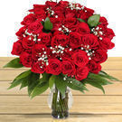 3 Dozen Red Roses + Vase w/ Delivery on Valentine's Day