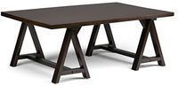 Simpli Home Sawhorse Solid Wood Coffee Table (Dark Chestnut)