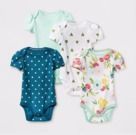 Cloud Island Baby Girls' Short Sleeve Bodysuits - 4 Pack