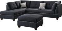 Florence Black Sectional Sofa with Ottoman