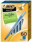 BIC Round Stic Xtra Life Ballpoint Pen 60-Pack