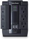 CyberPower CSP600WSU Surge Prtcr, 1200J/125V, 6-AC Outlet