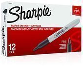 Sharpie Permanent Markers Fine Point, Black 12 Count